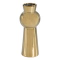 Fabulaxe 10.5 H Decorative Ceramic Ball Neck Flower Table Vase, Shiny Metallic Gold QI004057